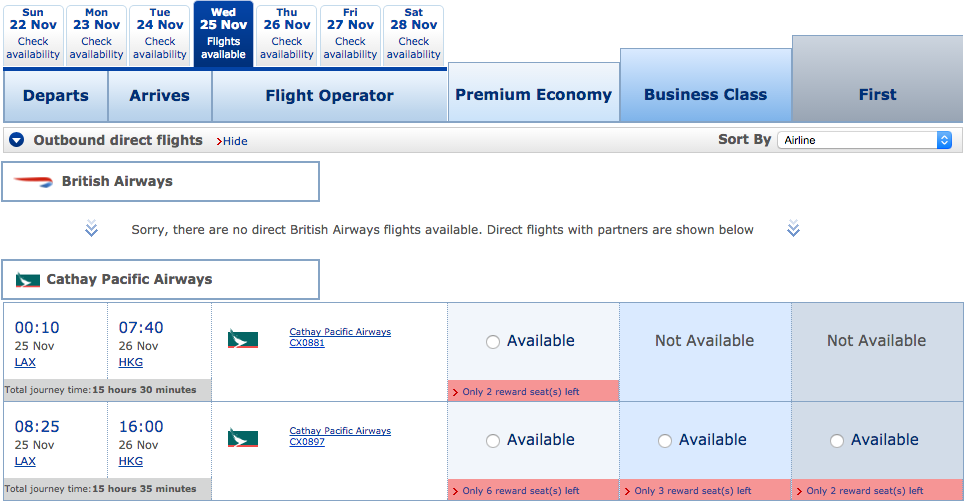 Award Flights Example